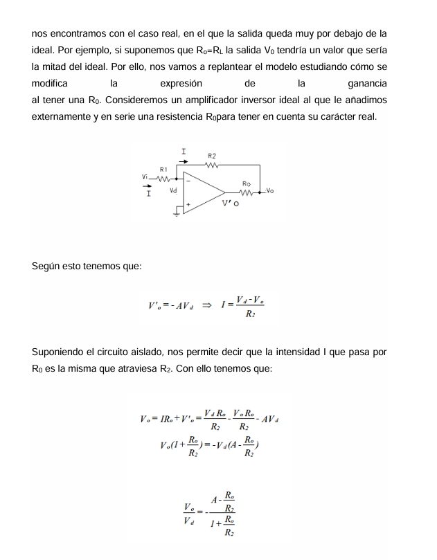 Resistencia de Entrada, Salida y Ganancia de Un Amplificador Realimentado.