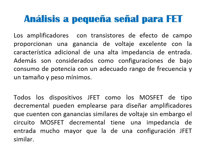 Análisis a Pequeña Señal Para FET