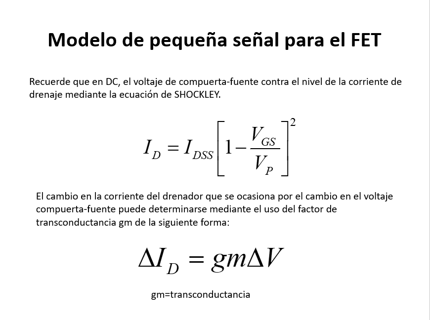 Análisis a Pequeña Señal Para FET