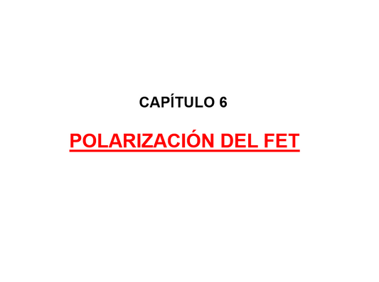 Polarización Del FET