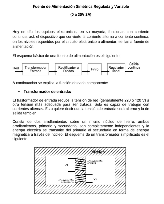 Fuente de Alimentación Simétrica Regulada y Variable