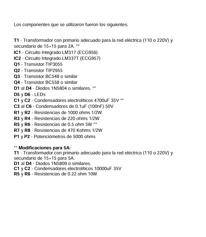 Fuente de Alimentación Simétrica Regulada y Variable