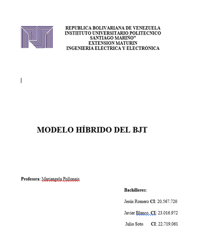 Modelo Hibrido Del BJT - Word