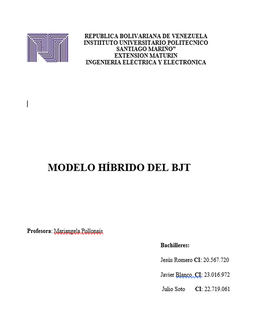 Modelo Hibrido Del BJT - Word