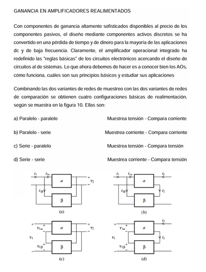 Resistencia de Entrada, Salida y Ganancia de Un Amplificador Realimentado.
