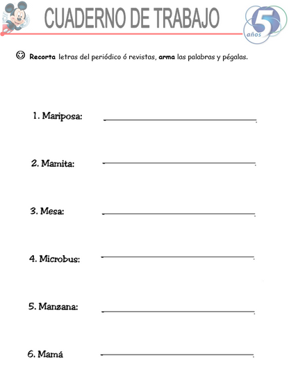Lenguaje y Comunicación, Niños De 5 Años - Word