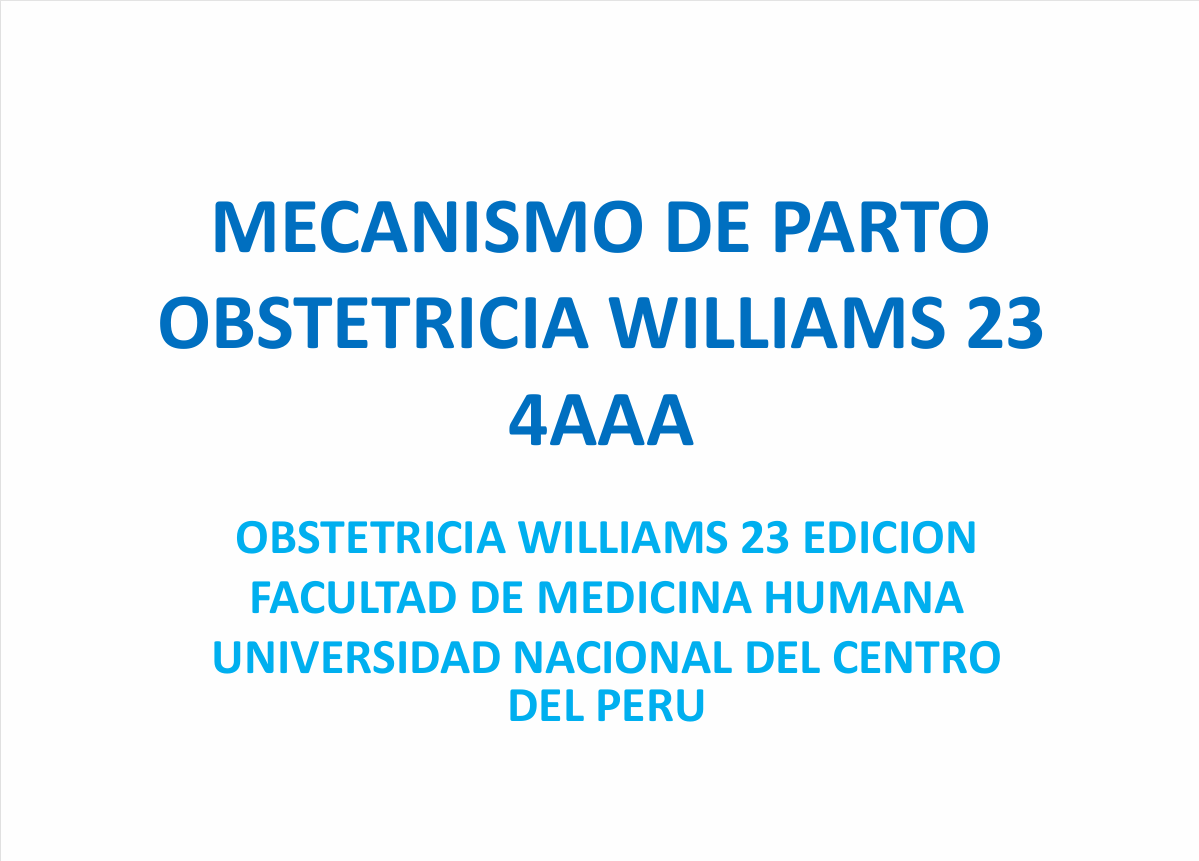 Mecanismo De Parto, Williams - PDF